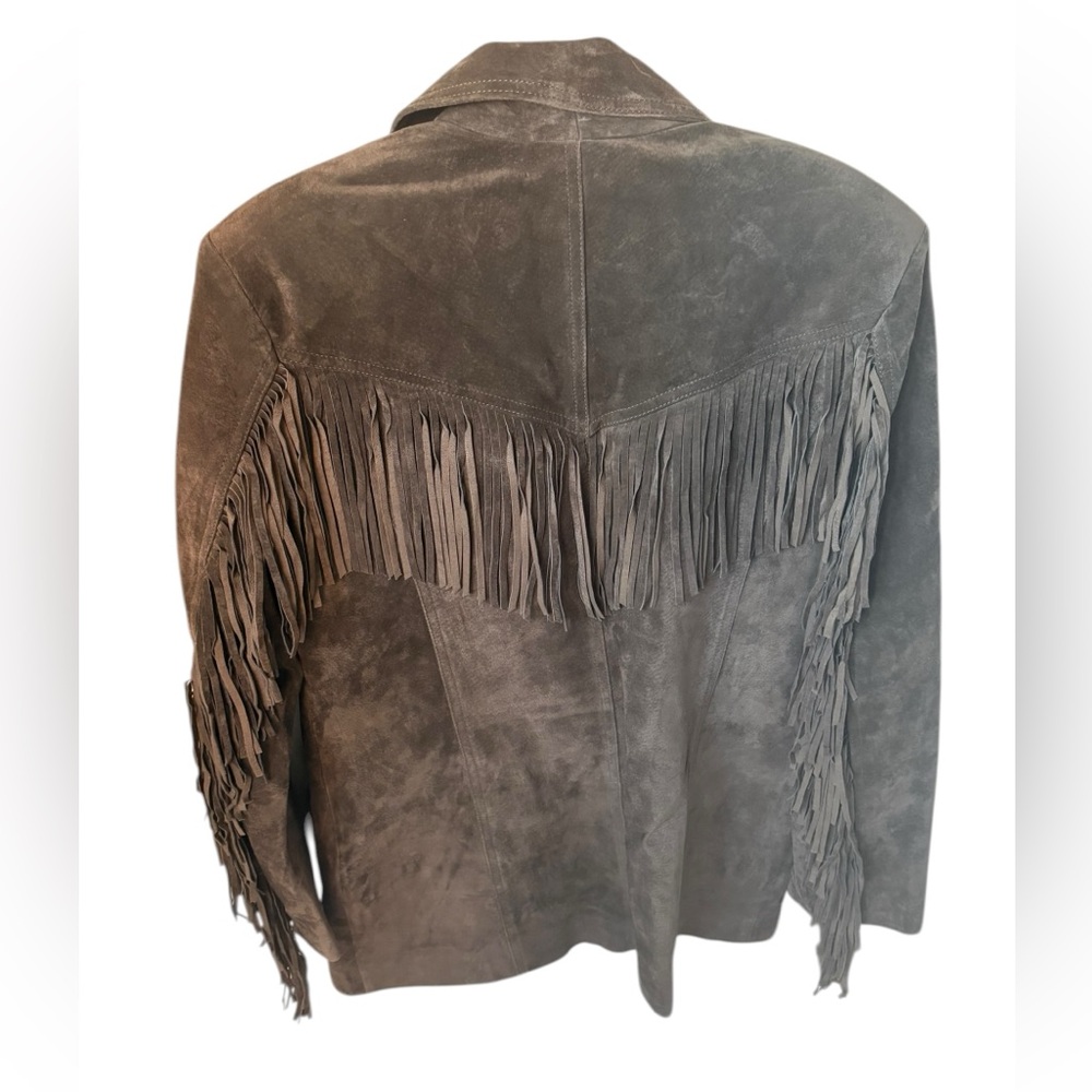 Re/Done Suede Fringe Blazer Jacket Brown Western NWT - Picture 3 of 12